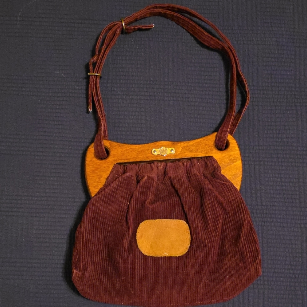 Elegant Burgundy Corduroy Shoulder Bag